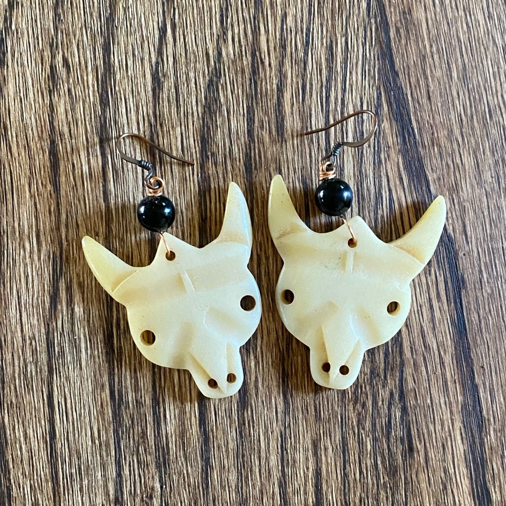 Southwestern Bone Bull Earrings